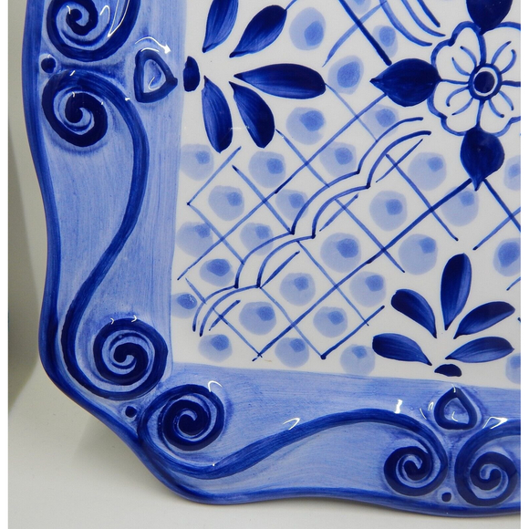 Tabletops Unlimited Lisbon Dinner Plate Hand-Painted Blue White - Picture 5 of 9